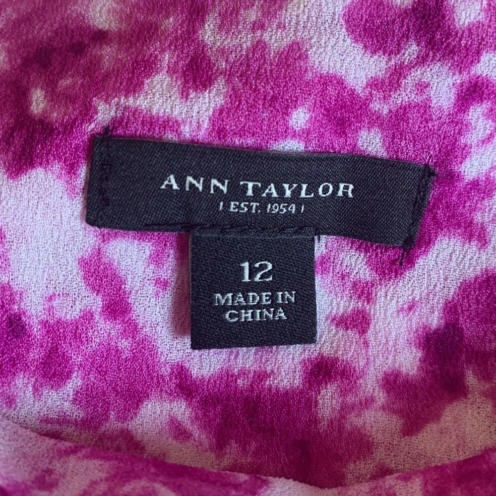 Ann Taylor Fuscia Floral Sleeveless Dress Size 12 - Picture 7 of 11